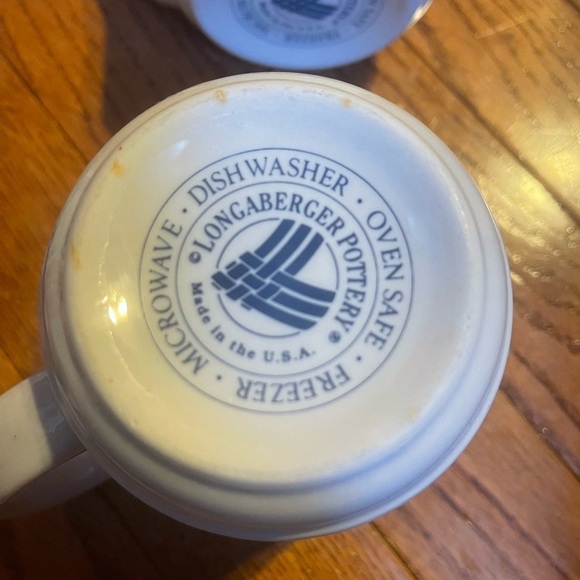 Set Of 2 Longaberger Pottery Woven Traditions Heritage Blue Coffee Mugs - Picture 3 of 5